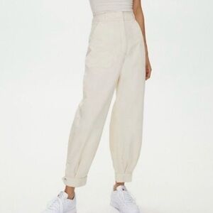 WILFRED Free Malina Pant Slouchy Mid Rise Beige Cargo Pants Womens 6